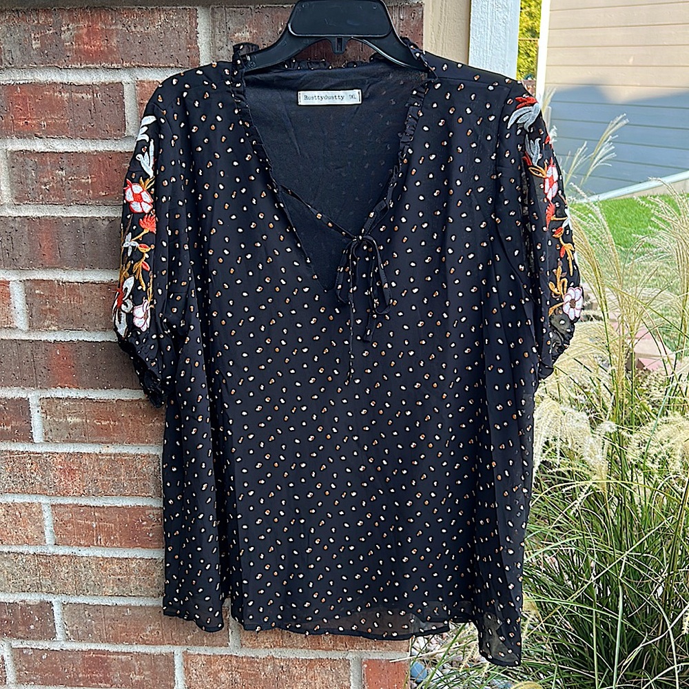 Rusttydustty Ladies 1X Poly sheer Black Fall Top